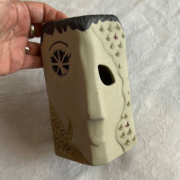 Abstract Face Art Sculpture Pottery Eye Vase - Picture 1 of 13